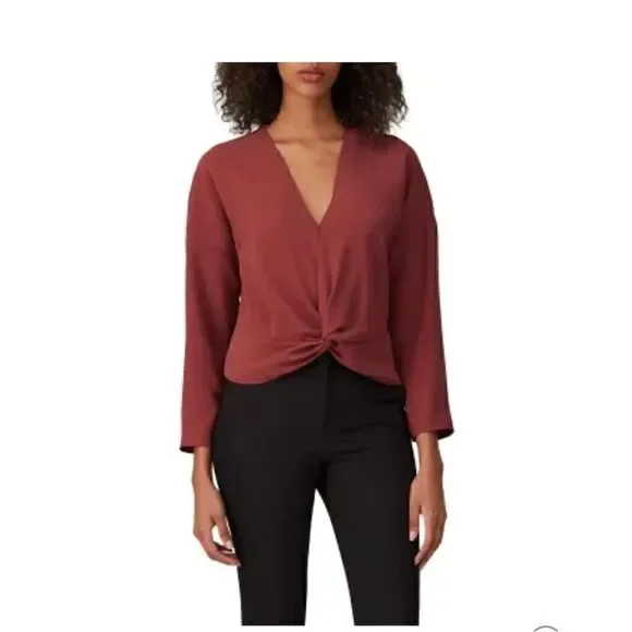 Amanda uprichard red/maroon long sleeve blouse large - Picture 4 of 6